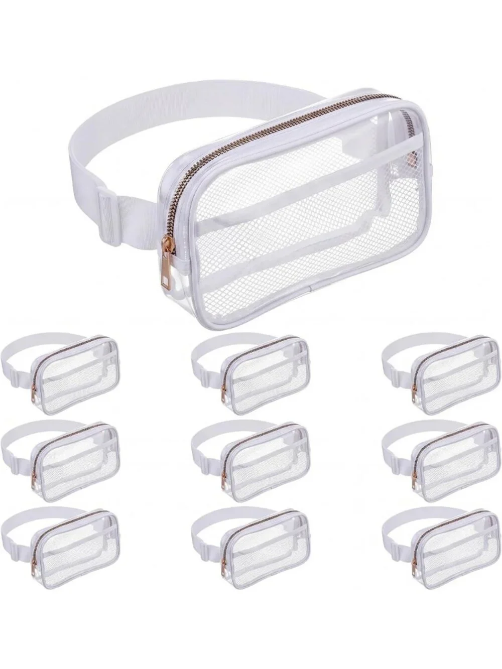 Clear Fanny Pack - 10 Pcs Transparent Belt Bag, Waterproof Waist Bag for Events